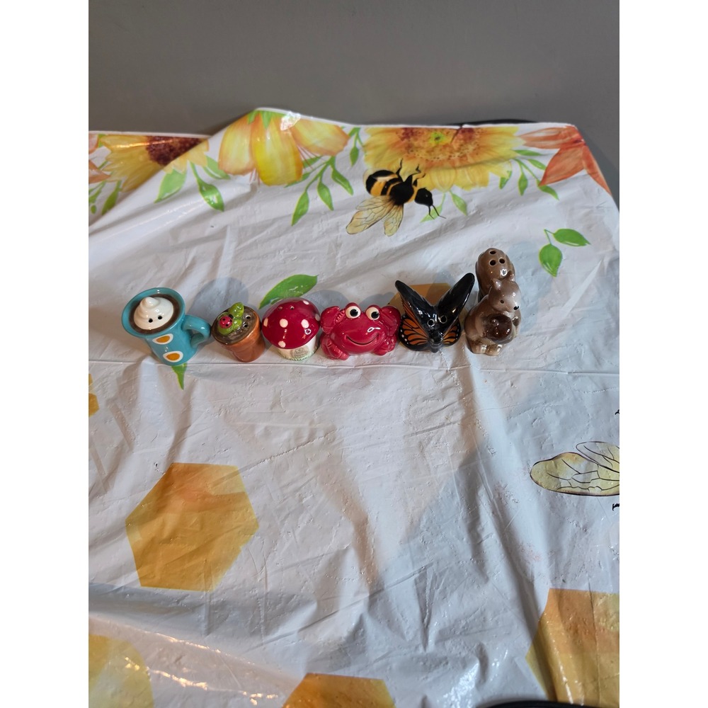 Assorted Ceramic Salt and Pepper Shakers Lot Crab Mushroom Butterfly Squirrel